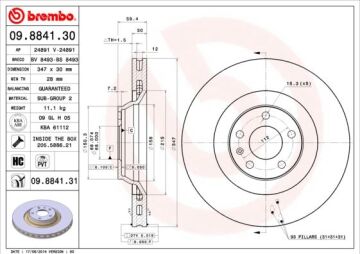 Ön Fren Aynası Havalı A6-A6 Avant 4F5-A6 Allroad 4Fh 2.0 Tfsı/2.4/2.4 Quattro/2.8 Fsı/2.8 Fsı Qu 986479260-Df4695s BREMBO 09884131