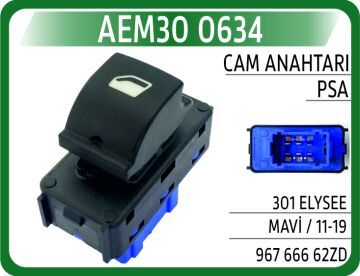 Cam Açma Düğmesi Anahtarı Arka Sağ-Sol Peugeot P301-Cıtroen C-Elysee 12> AEM30 0634