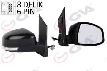 Dış Dikiz Aynası Sağ Ford Focus 08> Elektrikli-Isıtmalı-Sinyalli-Siyah-Asferik 6 Fiş Vm-6304Ehar GVA 1035180