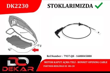 Motor Kaput Açma Teli Partner-Berlingo Iıı 08>18 DEKAR DK2230
