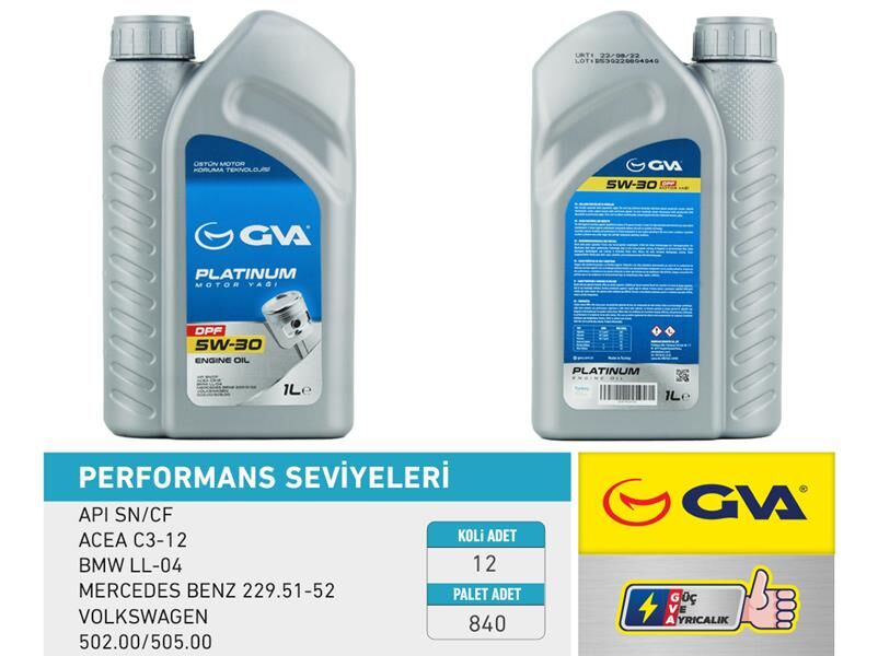 Motor Yağı 5W30 1 Lt Platınum Partiküllü-Dpf Tam Sentetik Apı Sn/Cf GVA 9920150