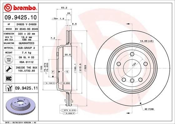 Fren Dıskı Arka Bmw E60 E61 E63 E64 BREMBO 09942511