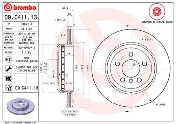 Fren Dıskı Arka Bmw F10 F11 F18 BREMBO 09C41113