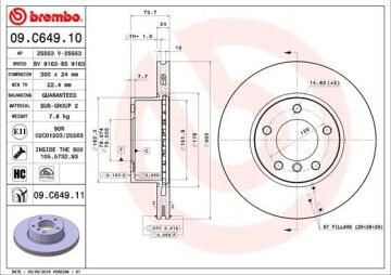 Fren Dıskı On Bmw E81 E82 E87 E88 E90 E91 E92 E93 E89 BREMBO 09C64911