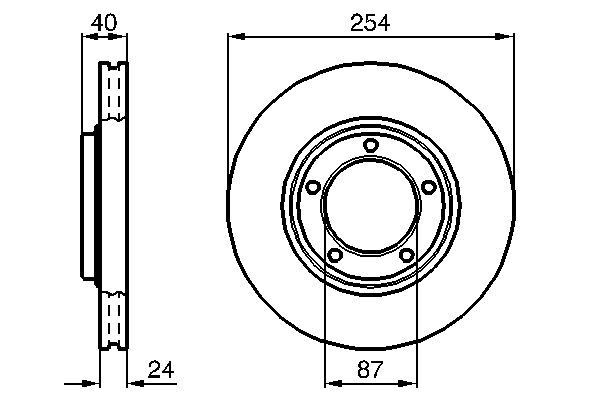 Ön Fren Diski Hava Kanallı Hyundaı Starex D4bh Tc Tcı Eski Model 96-01 / H100 2.6L Kamyonet D4bb 9 6-> 254 Çap X 5 Bijon - Adet Disk Fiyatıdır BOSCH 0986478663