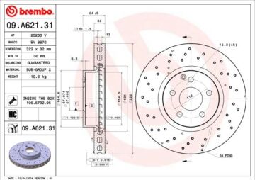 Fren Dıskı On Mercedes W204 S204 W212 S212 C207 A207 BREMBO 09A62131