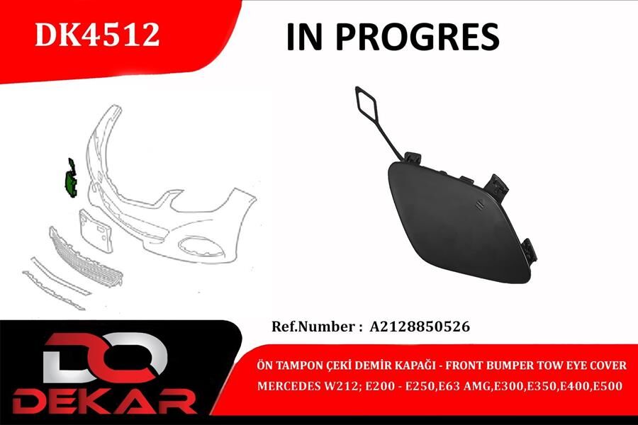 Ön Tampon Çeki Demir Kapağı Mercedes W212-E200-E250-E63-Amg-E300-E350 DEKAR DK4512