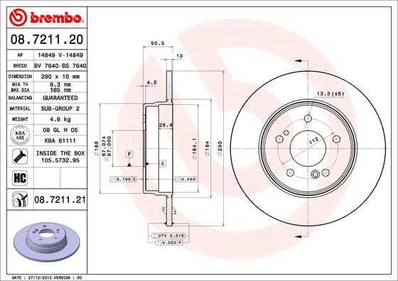 Fren Dıskı Arka Mercedes W203 Cl203 S203 C209 A209 BREMBO 08721121