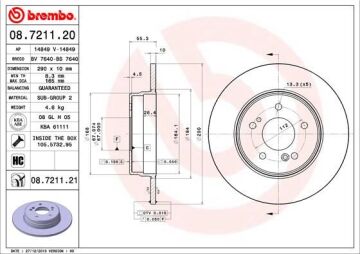 Fren Dıskı Arka Mercedes W203 Cl203 S203 C209 A209 BREMBO 08721121