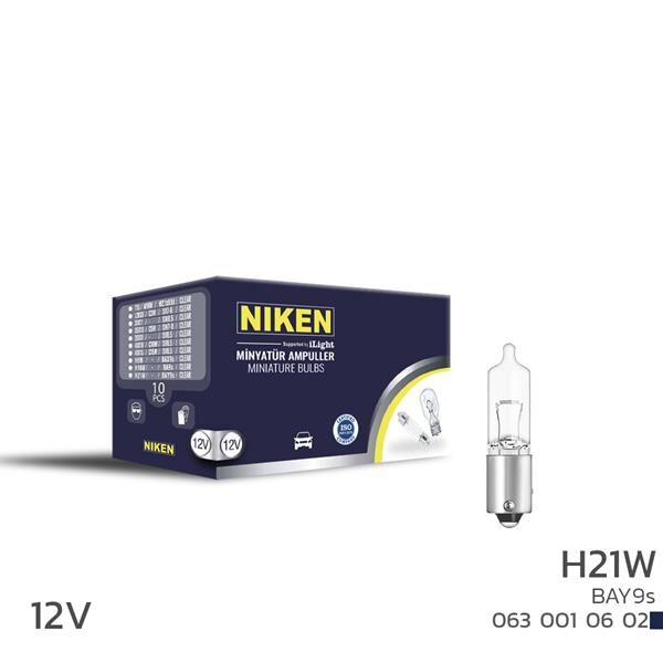 Nıken H21w Mınyatur Ampul Bay9s 12V 10Lu NIKEN 0630010602
