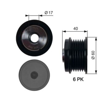 Alternatör Kasnağı 39.2Mm Cmax-Fıesta Vı-Focus Iıı-Kuga Iı-Transit-Connect-Courıer 1.5-1.6-2.0Tdci GATES OAP7154