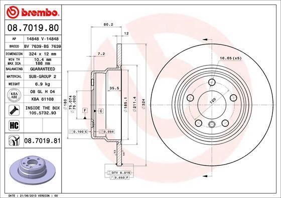 Fren Dıskı Arka Bmw X5 E53 00>06 BREMBO 08701981