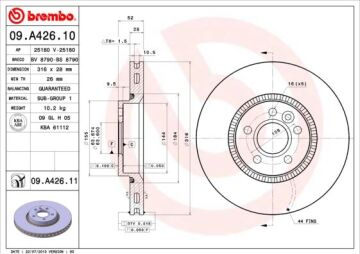 Fren Diski Ön Ford Mondeo/Galaxy-Volvo S60/S80/V60/V70-Land Rover Freelander 2 07> Çap: 316Mm. Kalı Nlık: 28Mm BREMBO 09A42611