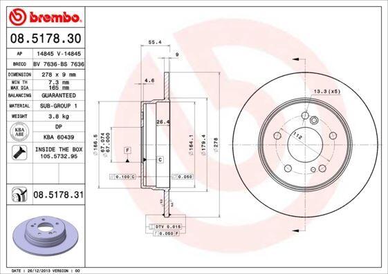 Fren Dıskı Arka Mercedes W202 W203 Cl203 W210 C208 W124 BREMBO 08517830