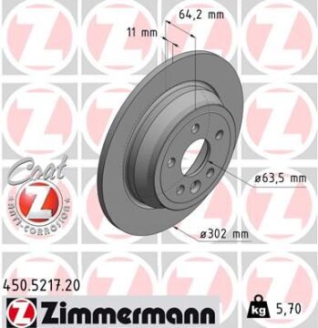 Fren Dıskı Arka Land Rover Freelander Iı L359 ZIMMERMANN 450.5217.20