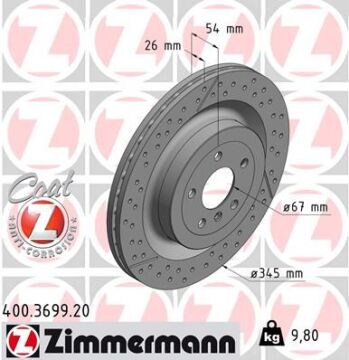 Fren Dıskı Arka Mercedes X166 W166 C292 ZIMMERMANN 400.3699.20