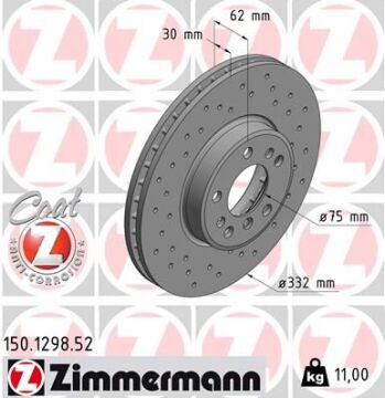 Fren Dıskı On Bmw E83 E53 Delıklı ZIMMERMANN 150.1298.52