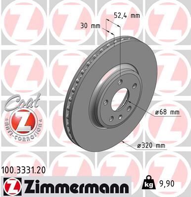 Ön Fren Aynası Havalı A4-A4 Avant 1.8 Tfsı/2.0 Tfsı/2.0 Tdı/2.7 Tdı/3.0 Tdı/3.2 Fsı Quattro/S4 Quatt 986479468-Df6015s ZIMMERMANN 100.3331.20