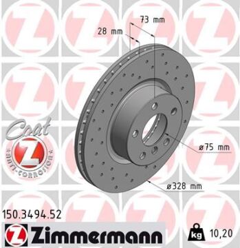 Fren Dıskı On Bmw F25 F26 Delıklı ZIMMERMANN 150.3494.52