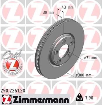 Ön Fren Aynası Jaguar Stype 2.7D 04-07 3.0V6 1999-2007 4.0 V8 99-02 4.2 V8 02-07 300X30x5dl 986478778-Df4105 ZIMMERMANN 290.2261.20
