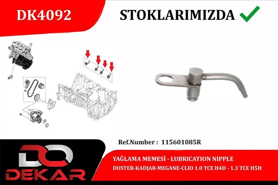 Yağlama Memesi Duster-Kadjar-Megane-Clio 1.0 Tce H4d-1.3 Tce H5h DEKAR DK4092