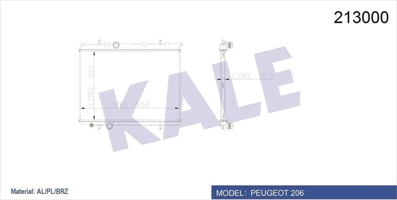 Radyatör 206 00>1.4İ-1.6 16V-2.0Hdı 90 Mek Ac Klimasız 378X536x18 KALE 2031011AB