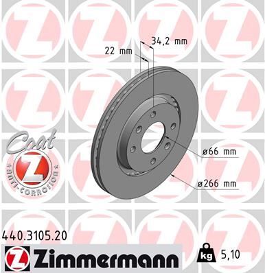 Ön Fren Aynası Corsa F-301-307-206-207-Partner-Berlıngo-C-Elysee-C2-C3 02 >C5-C4 266X22x4dlxhavalı Crossland X-Ds3-2008-1007-208 4249.G1-4246.W1-4246.W7-4246.W7 ZIMMERMANN 440.3105.20