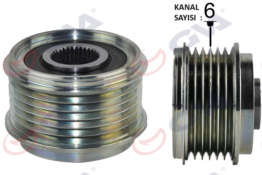 Alternatör Kasnağı Renault Clıo Iv 12> Captur I 13> Clıo V 19> Fluence 09>12 Kangoo Iı 08> Megane Iı-Iıı-Iv Talısman 15>Kadjar 15>Dacıa Duster 10>Dokker 12>Nıssan Juke 10> 1.5Dci 6 Kanal GVA 2811005
