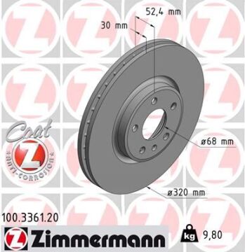 Ön Fren Aynası A4-A5-A6-A7-Q5 320X30x28xhavalı 0986479C49-Df6148 ZIMMERMANN 100.3361.20