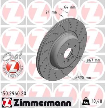 Fren Dıskı Arka Sag Bmw G30 G31 G32 G11 G12 Delıklı M Performance ZIMMERMANN 150.2960.20