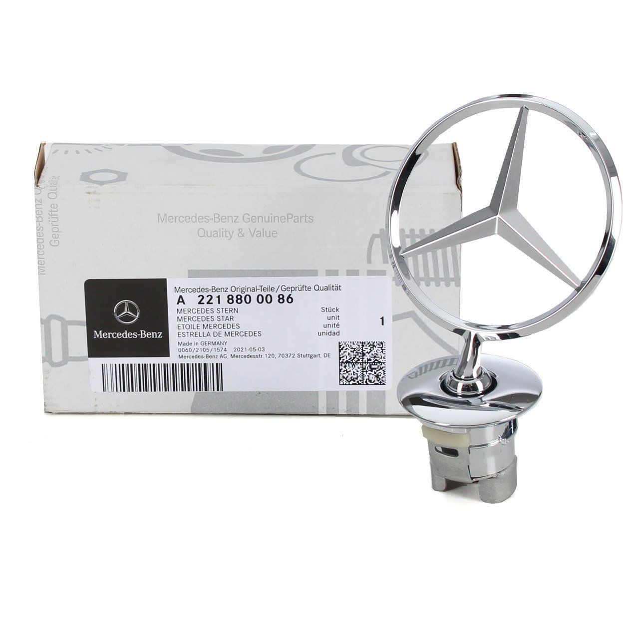 Mercedes W204 Kasa Ön Kaput Yıldızı Komple ( Arma ) Orijinal Mercedes A2218800086