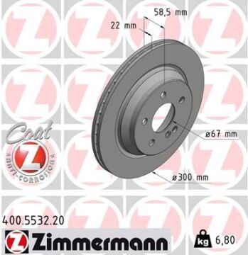 Fren Dıskı Arka Mercedes W221 R230 ZIMMERMANN 400.5532.20