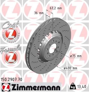 Fren Dıskı On Sol Bmw M5 F10 M6 F06 F12 F13 ZIMMERMANN 150.2907.70