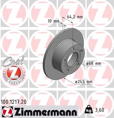 Arka Fren Aynası Passat- 96-05 Audı100 90-94 A6 1.8T-1.9Tdı 94-05 Superb 02-08 245X10x5dl 986478132-986479B22-Df2651 ZIMMERMANN 100.1217.20