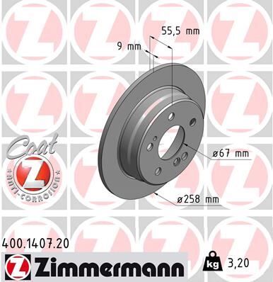 Fren Dıskı Arka Mercedes W201 W202 W124 C124 ZIMMERMANN 400.1407.20