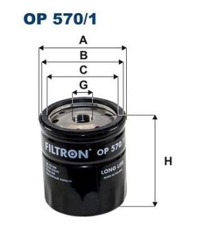 Yağ Filtresi Astra G 98-05 -Astra H-Combo 05 > Corsa C 00 > Vectra C 02 > 1.4-1.6-1.8-2.0T FILTRON OP570.1