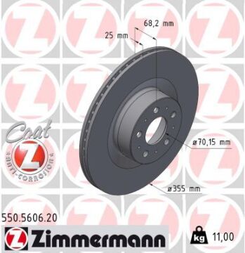 Fren Disk Tesla Model Y 5Yjy Ev 19 > ZIMMERMANN 550.5606.20