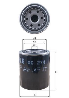 Yağ Filtresi H100 93-00 H-1 97-00 Starex 97 > 2.5D - 2.5Td MAHLE OC274