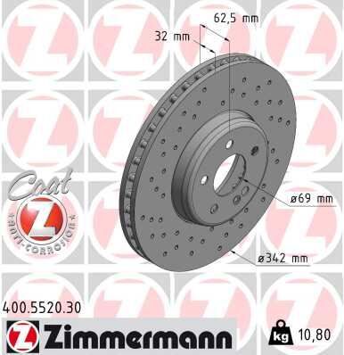 Fren Dıskı On Mercedes W205 S205 C205 A205 W213 S213 C238 ZIMMERMANN 400.5520.30
