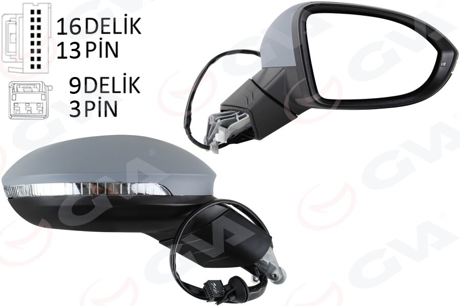 Dış Dikiz Aynası Sağ Elektrikli Isıtmalı Sinyalli Astarlı Hafızalı Kör Noktalı Konveks Vw Golf 20 > GVA 1075280