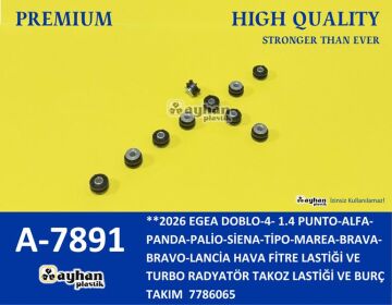 Hava Filtre Lastiği Ve Turbo Radyatör Takoz Lastiği Ve Burç Takım Fıat Egea-Doblo Iv-Punto-Linea 1.4 Ve Turbo Radyatör Takoz Lastiği Ve Burç Takım AYHAN A7891
