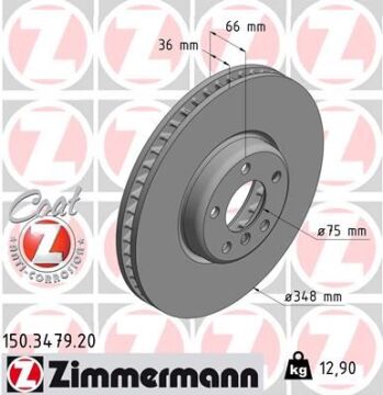 Fren Dıskı On Sag Bmw F07 F10 F11 F06 F12 F13 F01 F02 ZIMMERMANN 150.3479.20