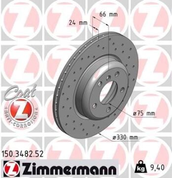 Fren Dıskı On Bmw F10 F11 F18 Delıklı ZIMMERMANN 150.3482.52