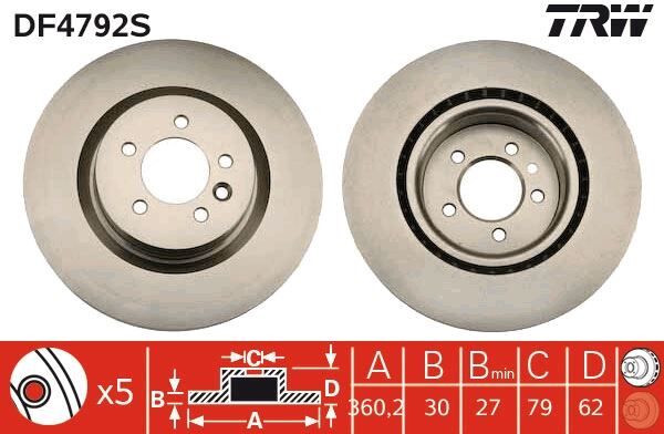 Fren Dıskı On Land Rover Dıscovery L319 L462 Range Rover L405 L320 L494 TRW DF4792S