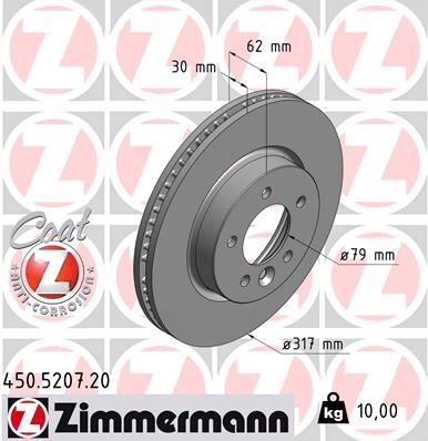 Fren Dıskı On Land Rover Dıscovery Iıı-Iv L319 ZIMMERMANN 450.5207.20