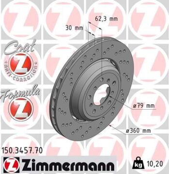 Fren Dıskı On Sol Bmw M3 E90 E92 E93 ZIMMERMANN 150.3457.70