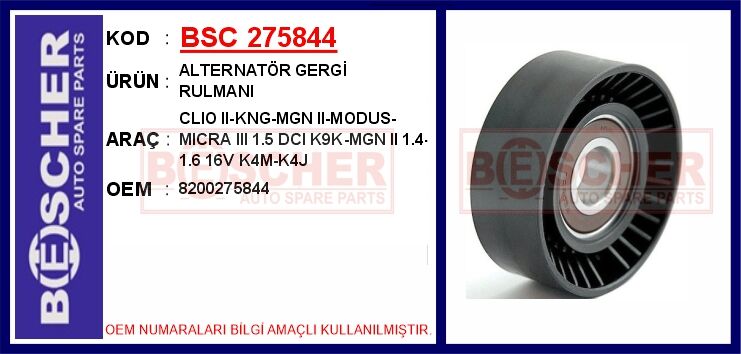 Alternatör Gergi Rulmanı Rulmanı Clıo Iı-Kng-Mgn Iı-Modus-Mıcra Iıı 1.5 Dcı K9k-Mgn Iı 1.4-1.6 16V K BSC 275844