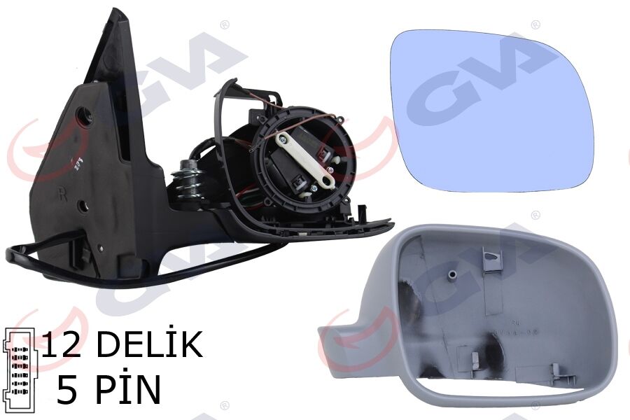 Dış Dikiz Aynası Sağ Golf-Bora 98> Elektrikli Astarlı Konveks 5 Fiş Vm-188R GVA 1075225