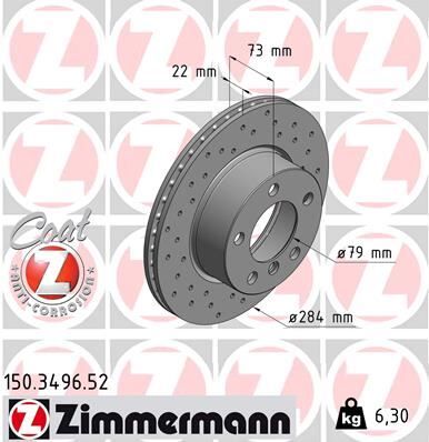 Fren Dıskı On Bmw E81 E87 F20 F21 F22 F23 F87 Delıklı ZIMMERMANN 150.3496.52