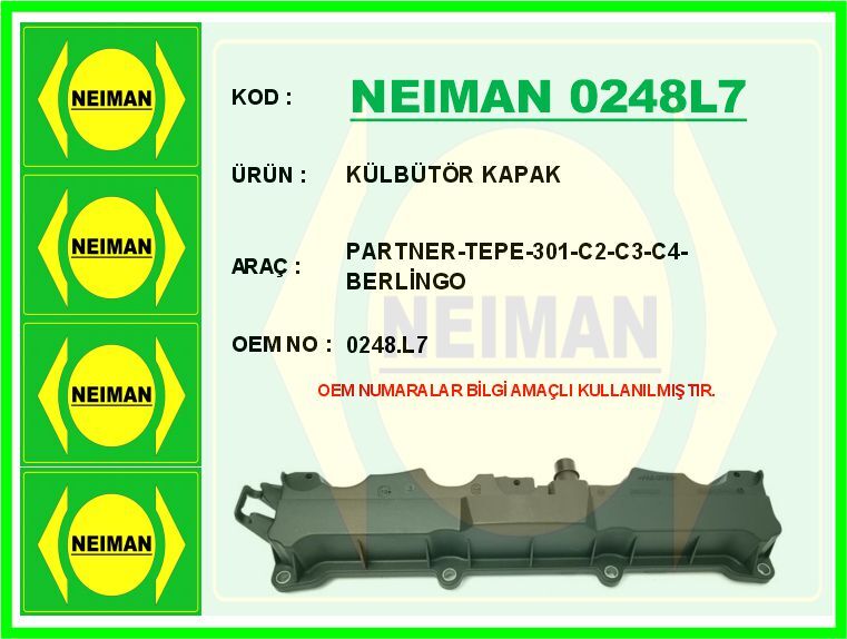 Motor Üst Kapağı Külbütör Giriş-Emme Partner Iı-Berlıngo-P206-P207 P301-P306-P307-P308-C2-C3-C4- Xsara Tu5jp4 NEIMAN 0248L7
